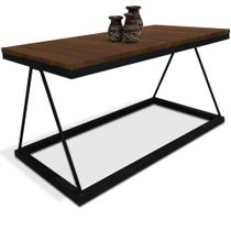 Mesa De Centro Macau Retangular Para Sala Decor Madeira MDF Compacta Preto