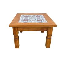 Mesa de Centro Madeira com Ladrilho Hidráulico 60 x 60 Sudeste Rústico