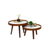 Mesa de Centro Madeira Pé Palito Sala Estar Redonda Casa Escritório Mesinha Decorativa Recepção