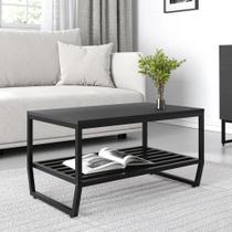Mesa de Centro MDF e Ferro Preto Estilo Industrial