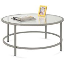 Mesa de Centro Mejor Opción con Tapa de Vidrio Redonda Moderna de 90 cm