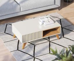 Mesa de Centro Moderna com Detalhe Lateral Ripado 90cm Colibri Mesa de Centro Moderna com Detalhe Lateral Ripado 90cm Colibri