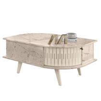 Mesa de Centro Moderna para Sala 90cm Indy M01 Calacata/Off White - Mpozenato Mesa de Centro Moderna para Sala 90cm Indy M01 Calacata/Off White - Mpozenato