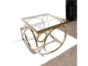Mesa de Centro Moderno Metal Dourado Design Argolas Luxo