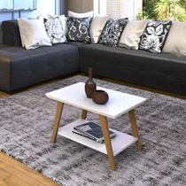 Mesa de Centro Mônaco Base de Madeira Tampo MDF 25mm Maciço Branco Mesa de Centro Mônaco Base de Madeira Tampo MDF 25mm Maciço Branco