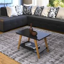 Mesa de Centro Mônaco Base de Madeira Tampo MDF 25mm Maciço Preto Mesa de Centro Mônaco Base de Madeira Tampo MDF 25mm Maciço Preto