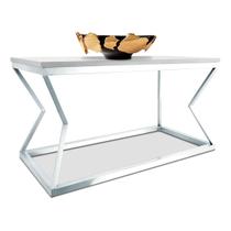 Mesa De Centro Mond Retangular Tampo Mdf Sala Decoração Branca/Branca