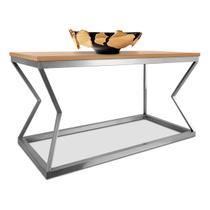 Mesa De Centro Mond Retangular Tampo Mdf Sala Decoração Prata/Jade