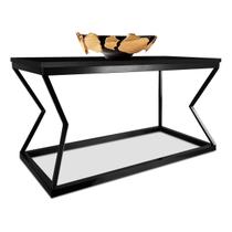 Mesa De Centro Mond Retangular Tampo Mdf Sala Decoração Preta/Preta