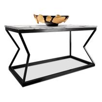 Mesa De Centro Mond Retangular Tampo Mdf Sala Decoração Preta/Vulcano