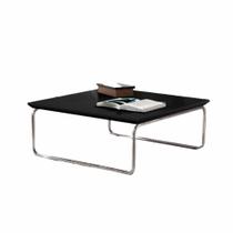 Mesa de Centro Munique 70x70 cm Preto com Base Cromada