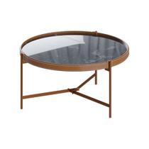 Mesa de Centro Nezuko 71cm Base Cobre Tampo Mármore Preto G29 - Gran Belo