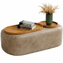 Mesa de Centro Nice Tecido Recouro House Decor Cor Areia Mesa de Centro Nice Tecido Recouro House Decor Cor Areia