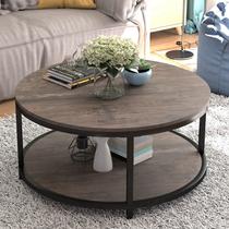Mesa de Centro NSdirect Redonda de 91 cm con 2 Niveles en Madera de Nogal Mesa de Centro NSdirect Redonda de 91 cm con 2 Niveles en Madera de Nogal