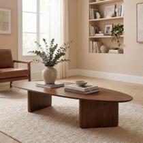 Mesa de Centro Orgânica 158cm Madeira Maciça Cappuccino