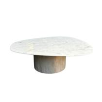Mesa de Centro Orgânica 80 cm Mármore Branco Extra