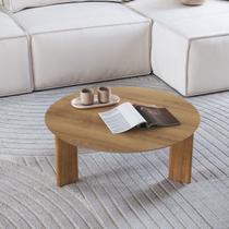 Mesa de Centro Orgânica 80cm Chanfrada Pé Madeira Móvel na Caixa