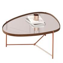 Mesa de Centro Organica Alamanda Espelhada com Pés Metálicos