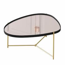 Mesa de Centro Organica Alamanda Espelhada com Pés Metálicos