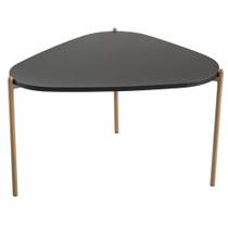 Mesa de Centro Orgânica Artesano 59 cm (Largura) em MDP Nero (Preto) e Pés em Aço Dourado