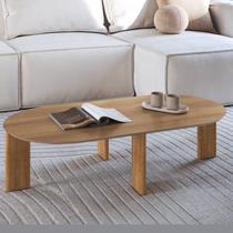 Mesa de Centro Orgânica Chanfrada Pé Madeira Complementos Marrom Hanover