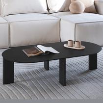 Mesa de Centro Orgânica Chanfrada Pé Madeira Complementos Preto Mesa de Centro Orgânica Chanfrada Pé Madeira Complementos Preto