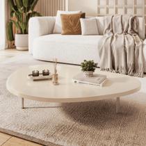 Mesa de Centro Orgânica Moderna Minimalista Pés de Metal Cor:OffWhite Mesa de Centro Orgânica Moderna Minimalista Pés de Metal Cor:OffWhite