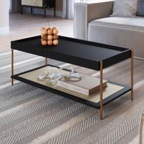 Mesa de centro oslo 93 cm madeira mdp hanover ou nero base metal - artesano