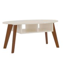 Mesa de Centro Oval 2 Nichos Castro Off White Cedro