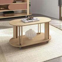 Mesa De Centro Oval 91cm Com Rodízios Multimóveis Cr45310