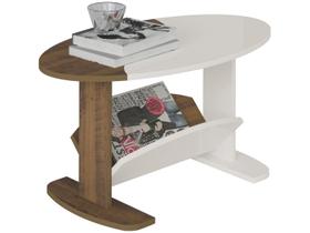 Mesa De Centro Oval Com Nicho Artely Ísis Cor Pinho com Off White