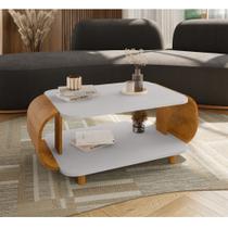 Mesa de Centro Oval com Pés de Madeira Maciça Floripa Bechara Mesa de Centro Oval com Pés de Madeira Maciça Floripa Bechara