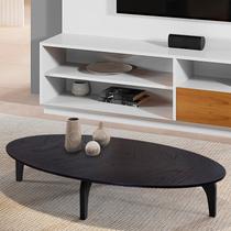 Mesa de Centro Oval Orgânico em MDF Pés Madeira Maciça Laminada 100x45cm Canada Preto Mesa de Centro Oval Orgânico em MDF Pés Madeira Maciça Laminada 100x45cm Canada Preto
