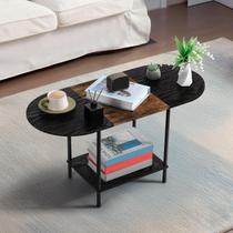 Mesa de centro ovalada KANEODOT 90x40x47 cm de 2 niveles en madera Mesa de centro ovalada KANEODOT 90x40x47 cm de 2 niveles en madera