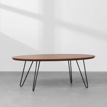 Mesa de Centro Pali Oval Amêndoa e Preto 39x65x116cm