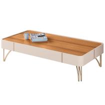 Mesa de Centro Para Sala Com Pés de Aço Alane H01 Off White/Cinamomo - Mpozenato Mesa de Centro Para Sala Com Pés de Aço Alane H01 Off White/Cinamomo - Mpozenato