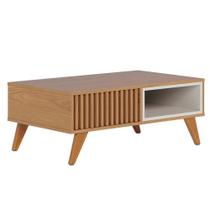 Mesa De Centro Para Sala De Estar 01 Nicho Delta C04 Freijó Off White Matte - Lyam Decor