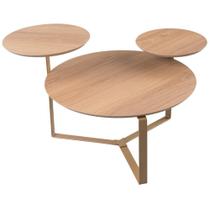 Mesa De Centro Para Sala De Estar 3 Em 1 Pés Metálicos Dari A03 Hanover Dourado - Lyam Decor