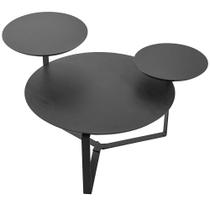Mesa de Centro Para Sala de Estar 3 em 1 Pés Metálicos Dari A03 Nero Preto - Lyam Decor