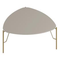 Mesa De Centro Para Sala De Estar Baixa Pés Industrial Dourado Alef I03 Grigio - Lyam Decor