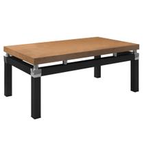 Mesa de Centro para Sala de Estar Estilo Industrial Malva Nature/Preto - Artefamol