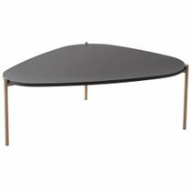 Mesa De Centro Para Sala De Estar Pés Metálicos Baixa Adek A03 Nero Dourado - Lyam Decor