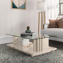 Mesa de Centro para Sala de Estar Retangular Frizz Branco