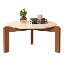 Mesa De Centro Para Sala Estar Redonda Madeira Orgânica Luxo