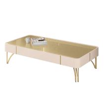 Mesa de Centro Para Sala Pés de Aço Alane Off/Champanhe H01 - Mpozenato Mesa de Centro Para Sala Pés de Aço Alane Off/Champanhe H01 - Mpozenato
