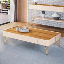 Mesa de Centro Para Sala Pés de Aço Irena Off White/Cinamomo H01 - D'Rossi