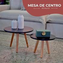 Mesa De Centro Para Sala Pés De Madeira Decorativa - KELAN