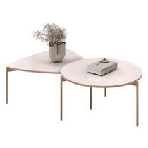 Mesa de Centro Para Sala Pés Metálicos Zira e Nala D04 Off White - Mpozenato