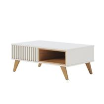 Mesa De Centro Para Sala Retangular 1 Nicho Karin C04 - D'rossi Cor Off White E Freijó