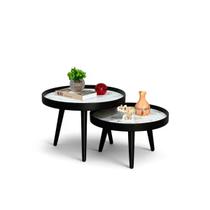 Mesa de Centro Pé Palito Decorativa Redonda Preta Sala Estar Mesa de Centro Pé Palito Decorativa Redonda Preta Sala Estar